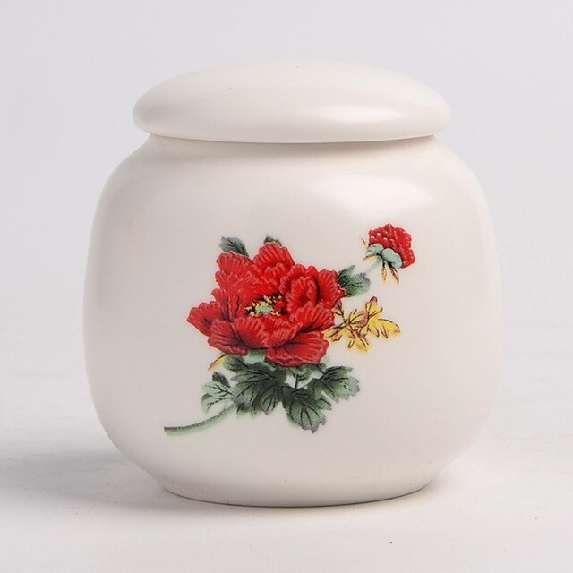 White Ceramic Pet Ashes Urn Cremation Ash Holder Small Animal Pet Parrot Bird Funeral Memorial Casket Burial Urns In Niche: peony1