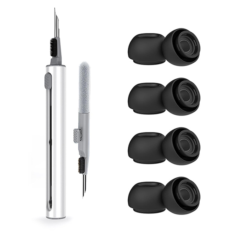 KUTOU 4 Pairs Liquid Silicone Ear Tips for Airpods Pro 1 2 Noise Reduction Pad Earplugs Ear Caps Comes with cleaning pen: Khaki
