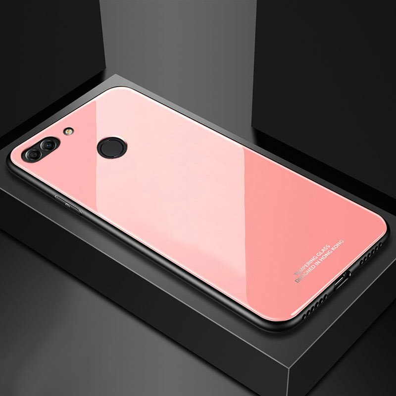 Yuetuo Tpu Gehard Glas Spiegel Mobiele Telefoon Terug Etui, Coque, Cover, case Voor Huawei P Smart Genieten 7 S Zwarte Accessoires