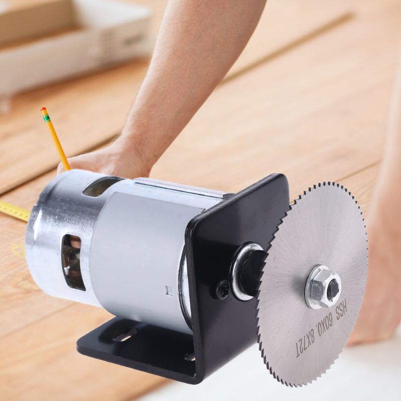 775 Motor Table Saw Kit DC 12V Gear Motor with Mounting Bracket and Saw Blade for Woodworking