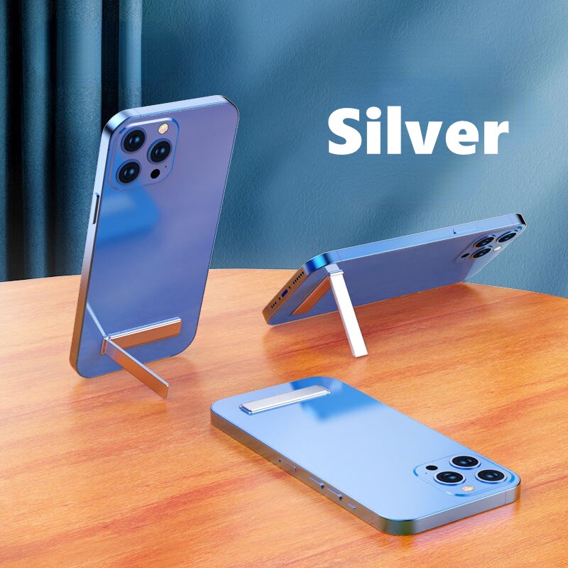 Metal Cell Phone Kickstand Universal Vertical Horizontal Stand Adjustable Mini Folding Desk Mount Holder for iPhone Samsung: Silver