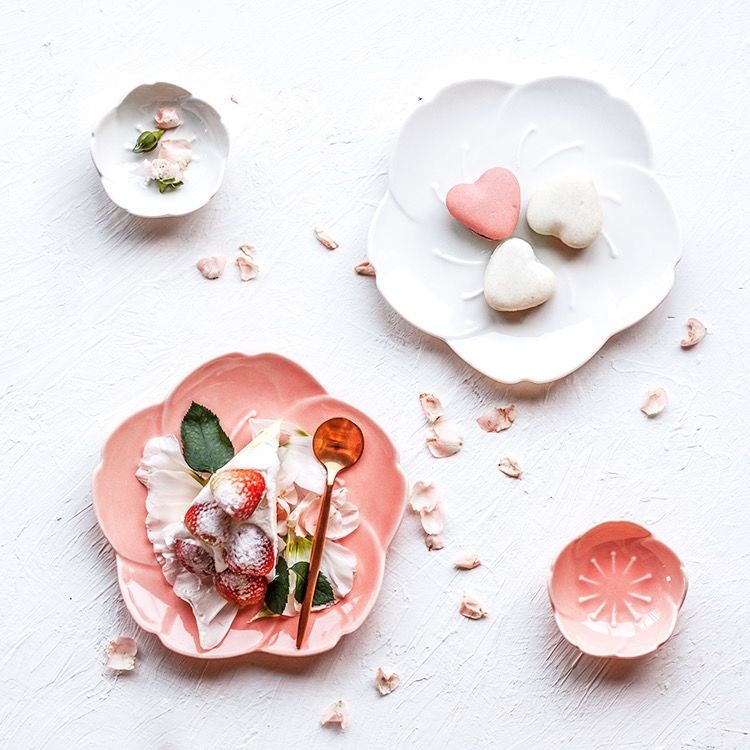 Assiette Sakura japonaise en céramique, assiette de cuisine occidentale, assiette à Dessert, vaisselle en cœur pour fille, bol à fruits, assiette de petit déjeuner mignonne