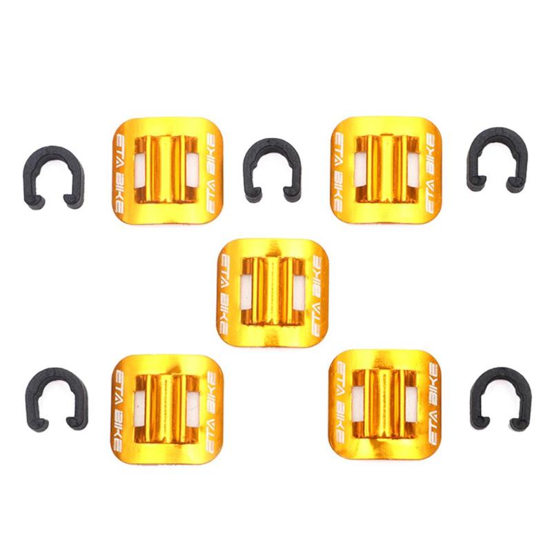 5 stk cykel cykel bremse kabel guide clips cykler gearskift line wire slange guider aluminium legering c spænder klemmer: Gul