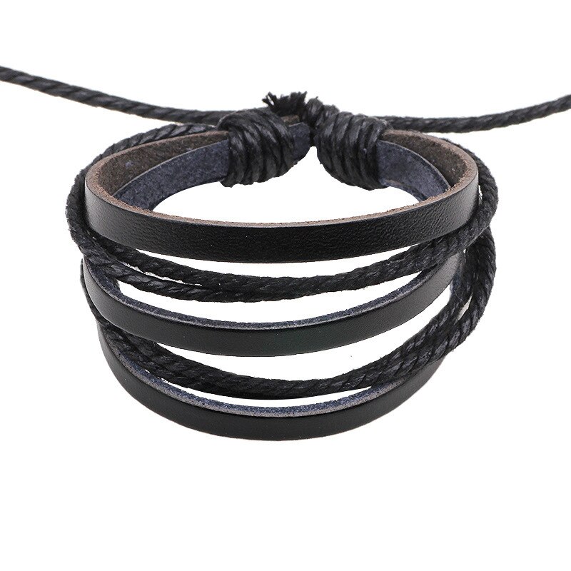 Modyle Leather Bracelets & Bangles for Men and Women Black and Brown Braided Rope Man Jewelry