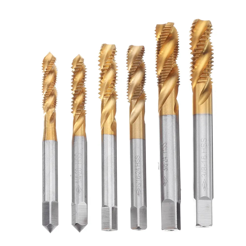 1pcs HSS Titanium Steel Screw Tap Coated Metric Spiral Thread Metric Tap Drill Bits Set Screw Machine Compound M3-M12 Hand Tools