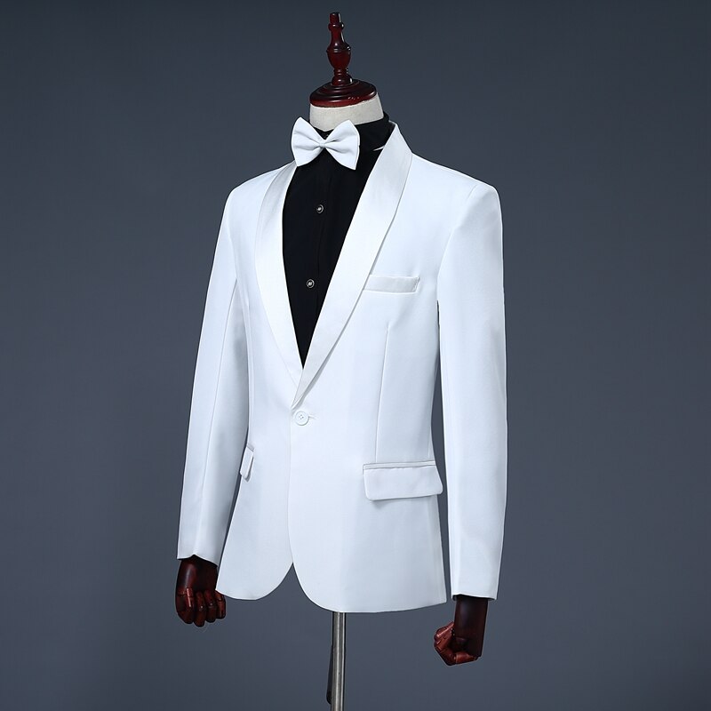 Luxury Handsome 2 Colors Wedding Suits Stage Costume Men&#39;s Leisure Business Blazer Pants Set with Bow Tie