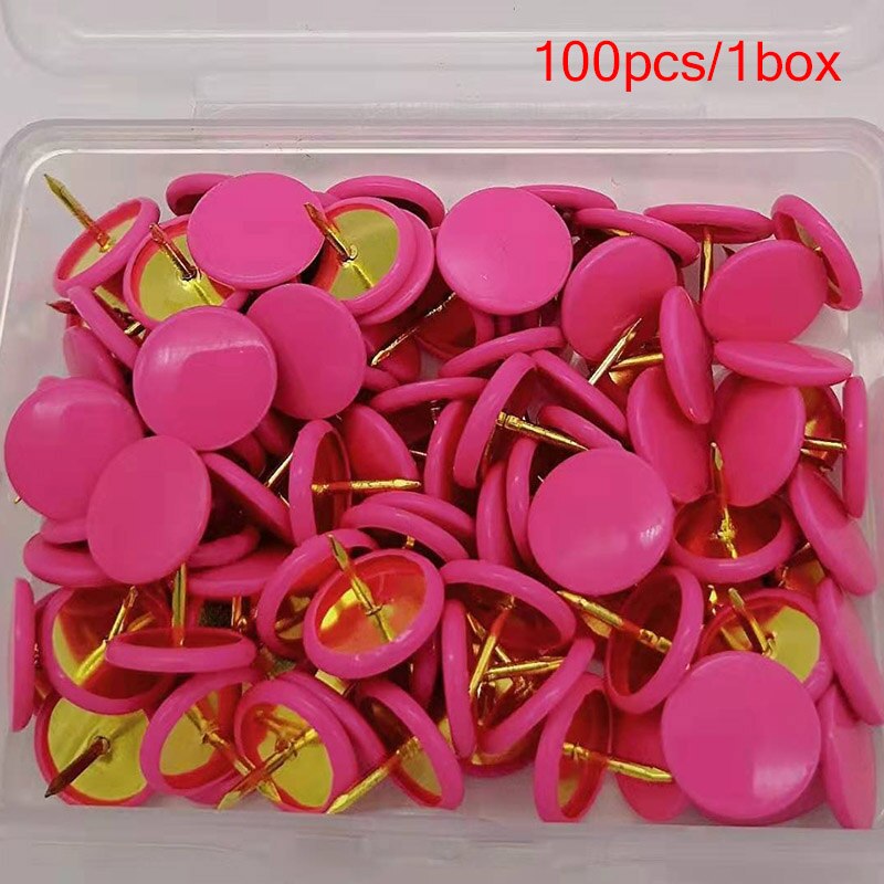 100pc Upholstery Nail Pins Color Decorative Tack Sofa Stud Flat Round Head Nails Fasteners Pushpin Furniture Thumbtack Hardware: rose red