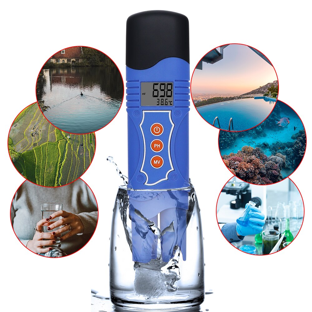 3-In-1 PH Meter PH/ORP/Temperature Combo Tester Pen High Accuracy Waterproof 0-14.00 ATC Oxidation Reduction 30%OFF