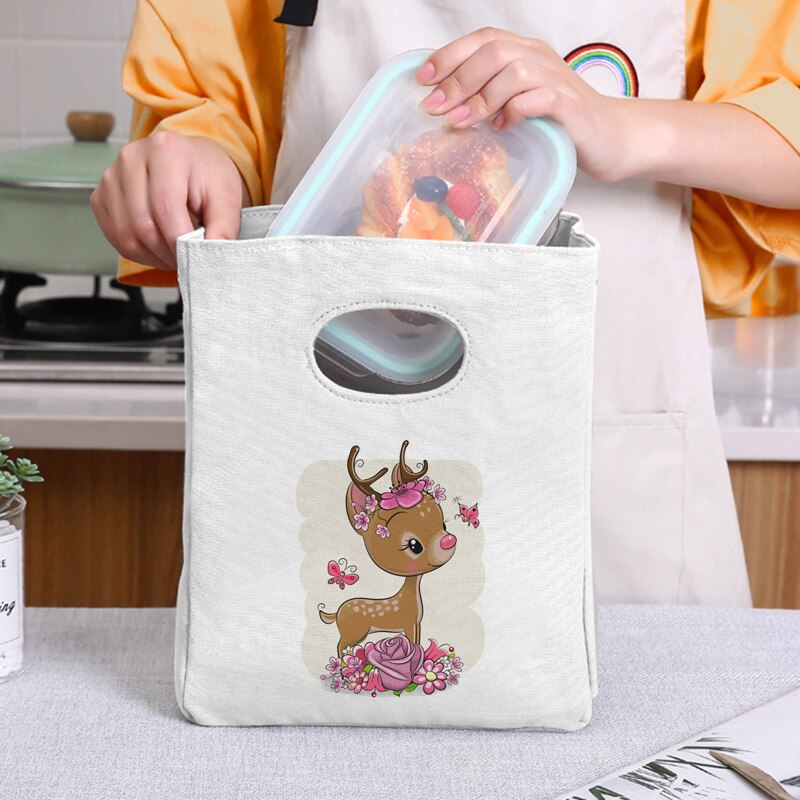 Sika Deer ocieplana z płótna izolowana piknikowa torba na Lunch neutralna izolowana folia izolowana torba do przechowywania żywności przenośna torba na Lunch: 9Sika0012