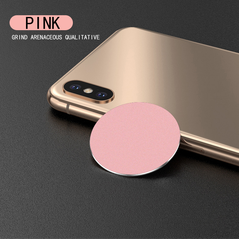 Adhesivo para iphone, placa de Metal, disco, hoja de hierro, soporte magnético para teléfono móvil, accesorios para coche, soporte magnético para teléfono, novedad de: Rose Gold FD