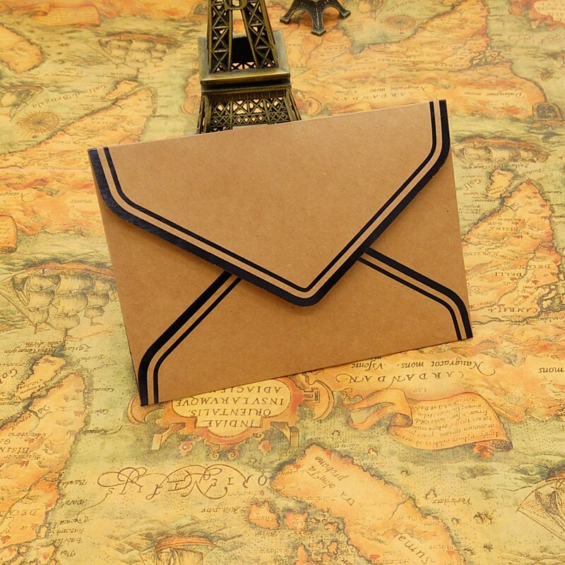 10 pcs/lot Vintage Gold Blank Kraft Paper Envelopes Wedding Party Invitation Envelope Greeting Cards Envelope 17.5*12.5cm: 17.5X12.5cm kraft