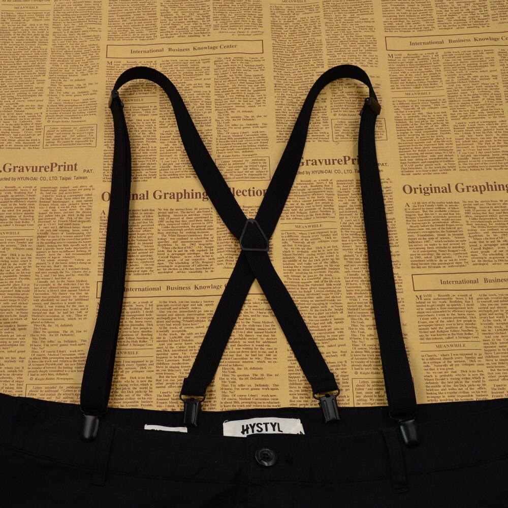 2.0cm Plus Size solid black suspender 4 Clip Men Women Suspenders For Pants Unisex Male 100cm Adjustable Braces