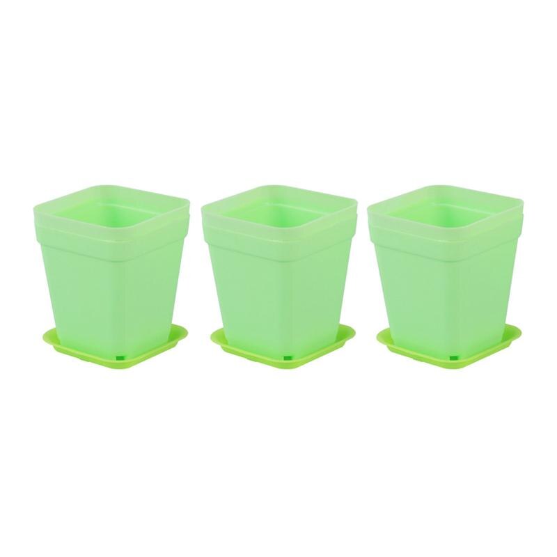 6 stk blomsterpotter planter planter potter potter til saftige planter (hver 3 of små lys, lyseblå bund): Lysegrøn