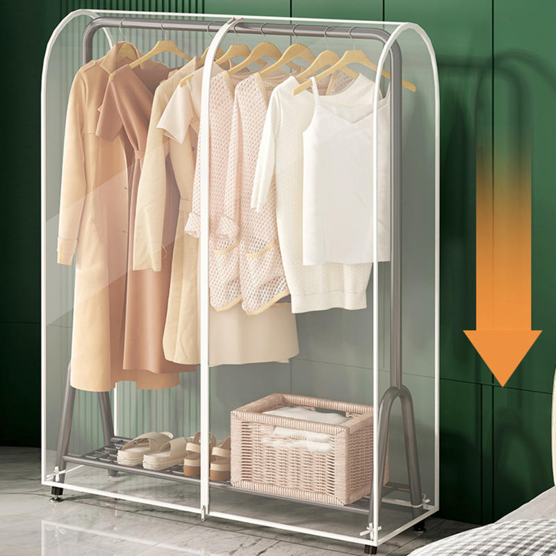 Clothes Hanger Dust Cover Bedroom Drying Rack Dust Cover Cloth Translucent Coat Suit Storage Bag Dormitory Supplies: Light Grey / 200*240cm