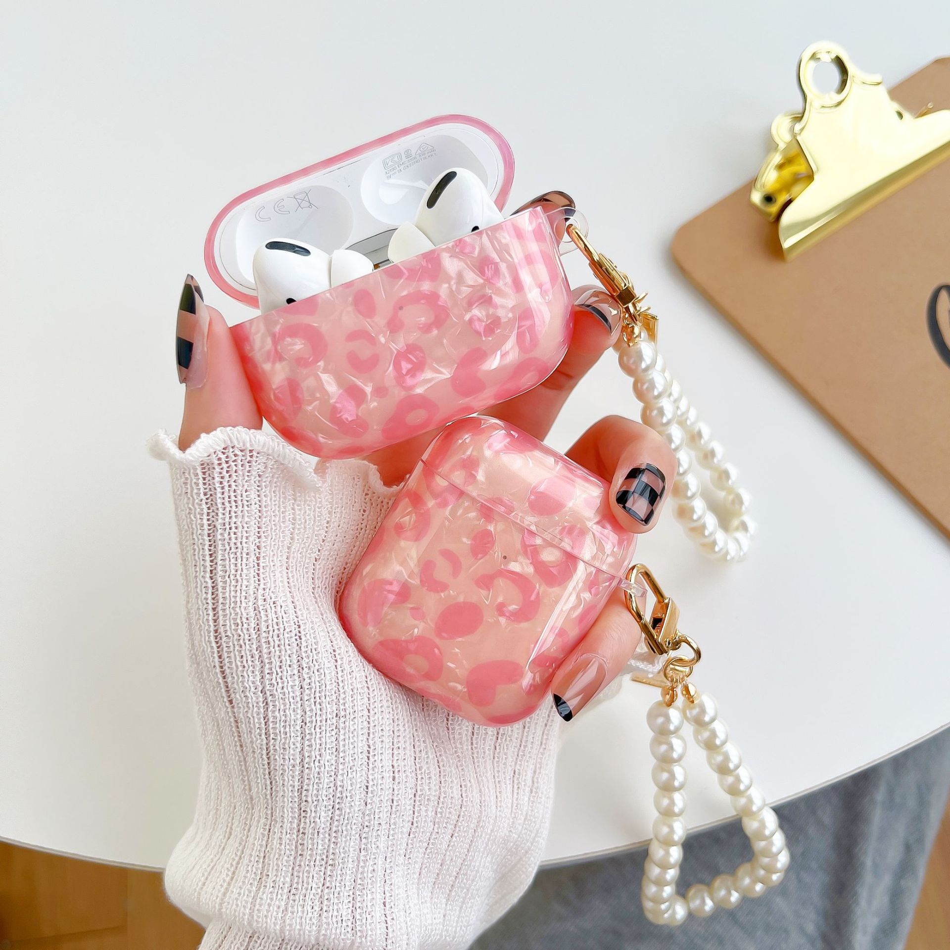 Für Airpods 2 fallen Airpod 3rd Rosa Leopard Liebe Kette Fällen für Apfel Airpods Profi Kopfhörer Schutzhülle Sanft Hülse fundas