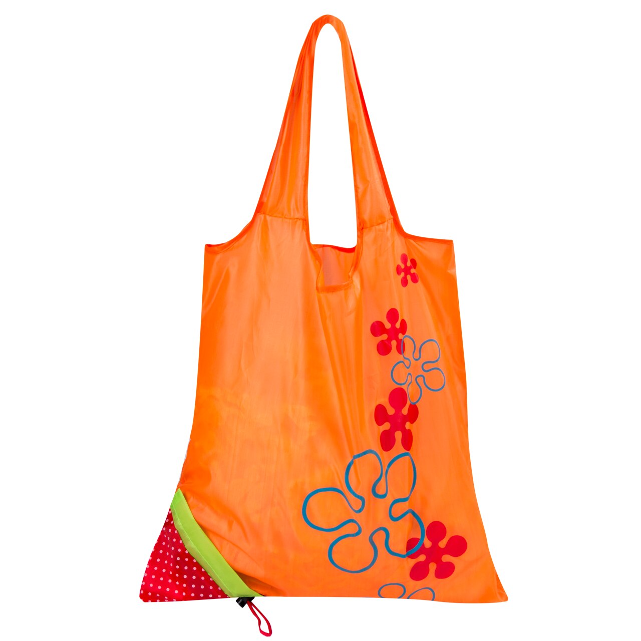 sac à provisions d'épicerie vert en Nylon réutilisable de fraise pliable de sacs imprimés aléatoires de stockage de grande capacité commode chaude: Orange