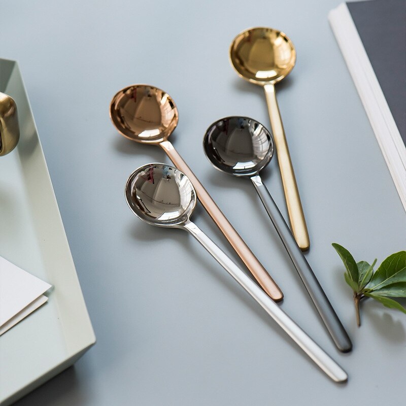 Coffee Spoon 304 Stainless Steel Small Round Spoon Fruit Yogurt Mug