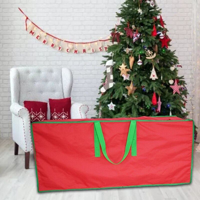Red Oxford Artificial Christmas Tree Storage Bag with 2 Reinforced Handles and Sleek Zipper Tree Storage Case