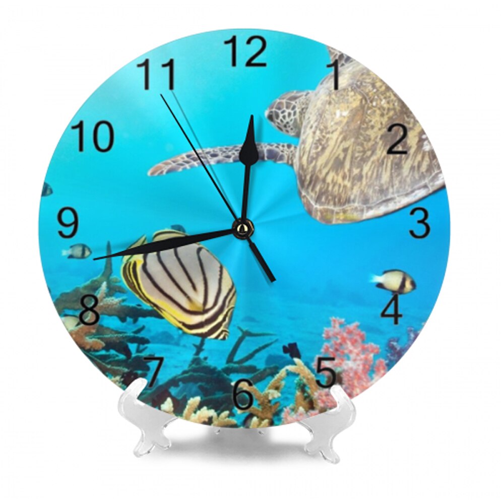 25CM Round Wall Clock Numeral Digital Dial Mute Silent Non-Ticking Marine life Battery Operated Clocks for Home Study Room: SZA1113