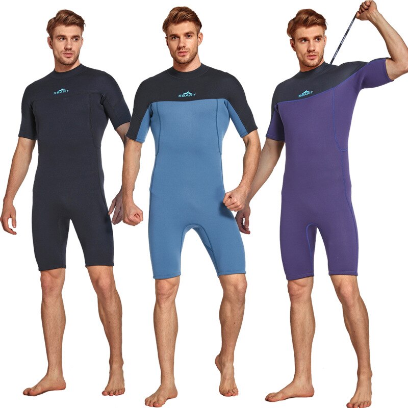 SBART 2MM Neoprene Wetsuit Men Keep Warm Swimming Scuba Diving Bathing Suit Short Sleeve Triathlon for Surf Snorkeling JumpSuit