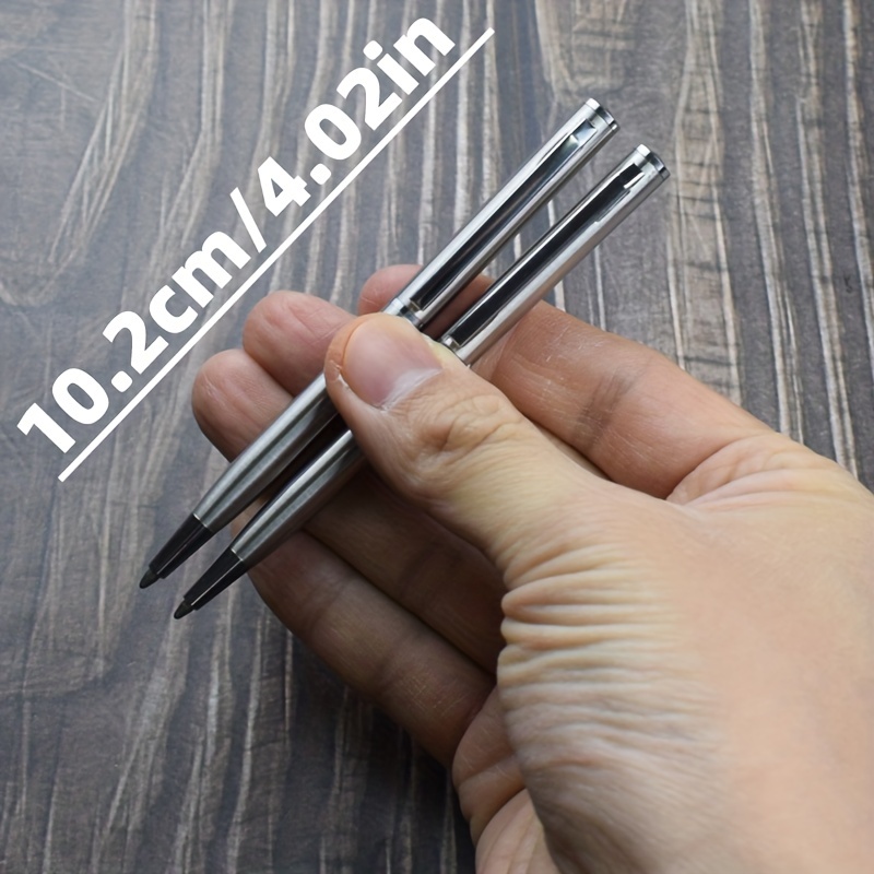 Fickkulspetspenna i rostfritt stål med 0.7mm svarta blå bläckpåfyllningar, bärbar mini-kulspetspenna i metall, brevpapper, kontorsmaterial, skolmaterial