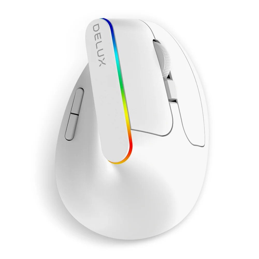 Delux m618c drahtlose ergonomische vertikale 6 Tasten Gaming-Maus USB-Empfänger rgb 1600 dpi optische Mäuse mit für PC-Laptop: WHITE