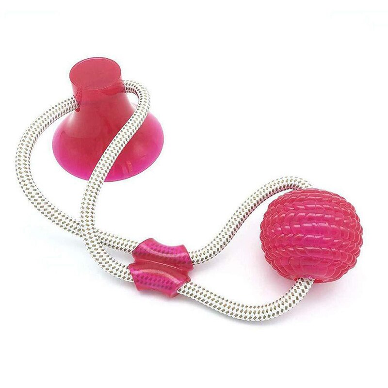 Silicon Pet Dog Toys Suction Cup Tug Dogs Chewing Push Ball Toy Pet Tooth Cleaning Dog Toothbrush for Puppy large Dog Biting Toy: C red