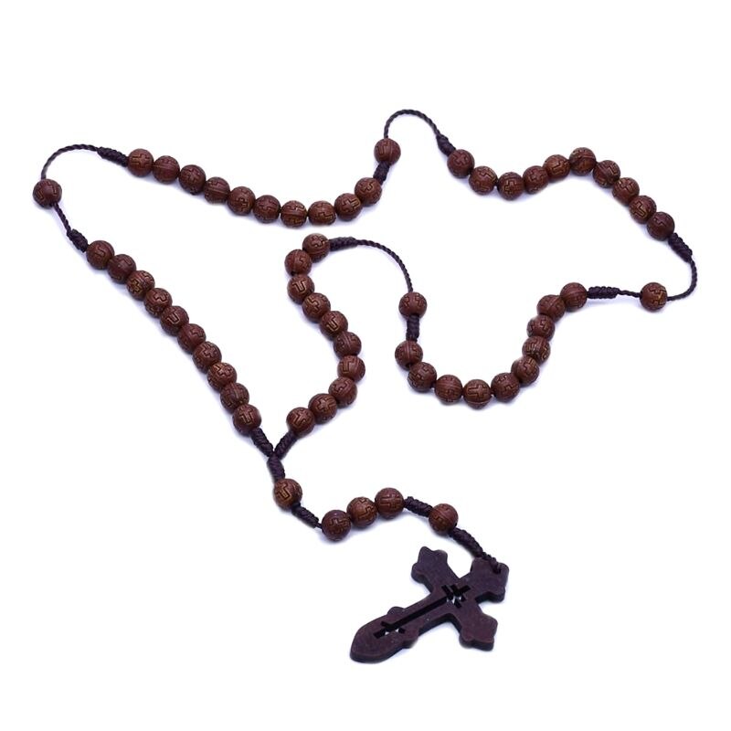 Håndlavede mænd kryds katolske rosenkrans perler vedhæng halskæde religiøs kæde vintage smykker charme