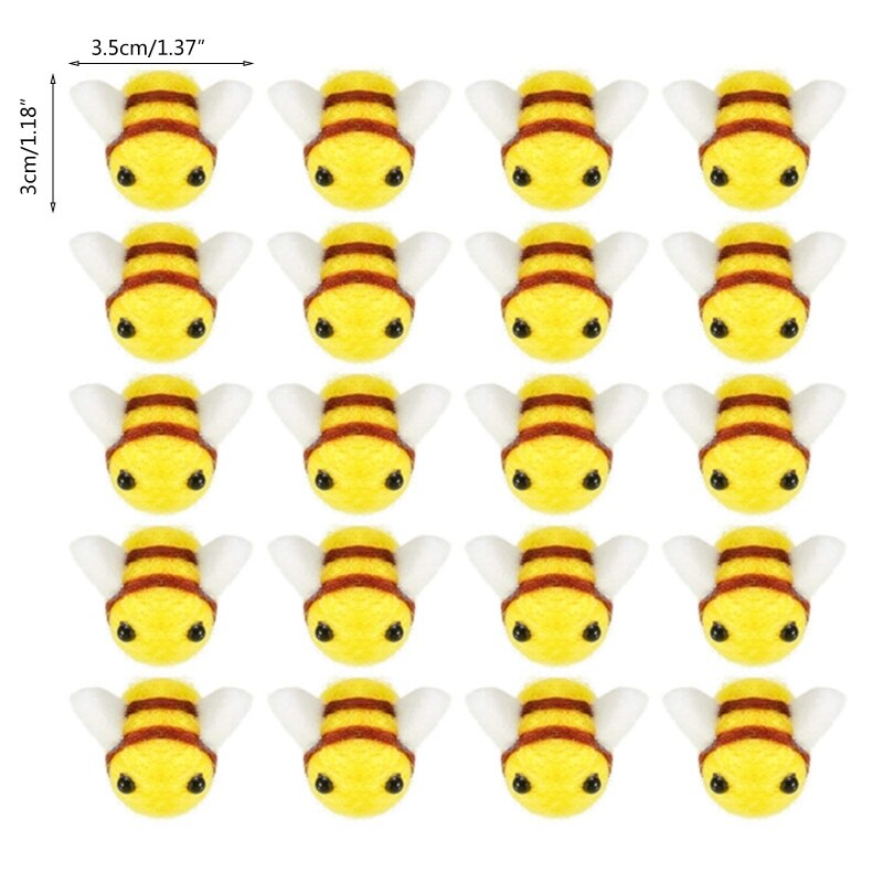 20 Pcs Wool Felt Bumble Bee Craft Decor Ball for Christmas Clothing Tent Crafts N0HD