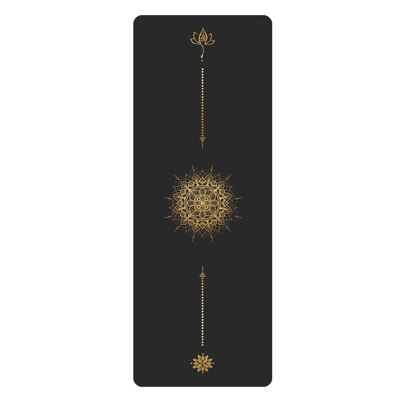 Lezyan Natural Pu Rubber Yoga Mat Bronzing Meditation Mat Middle Line Dry and Wet Non-slip Widening Pilates Fitness: Black sun never sets