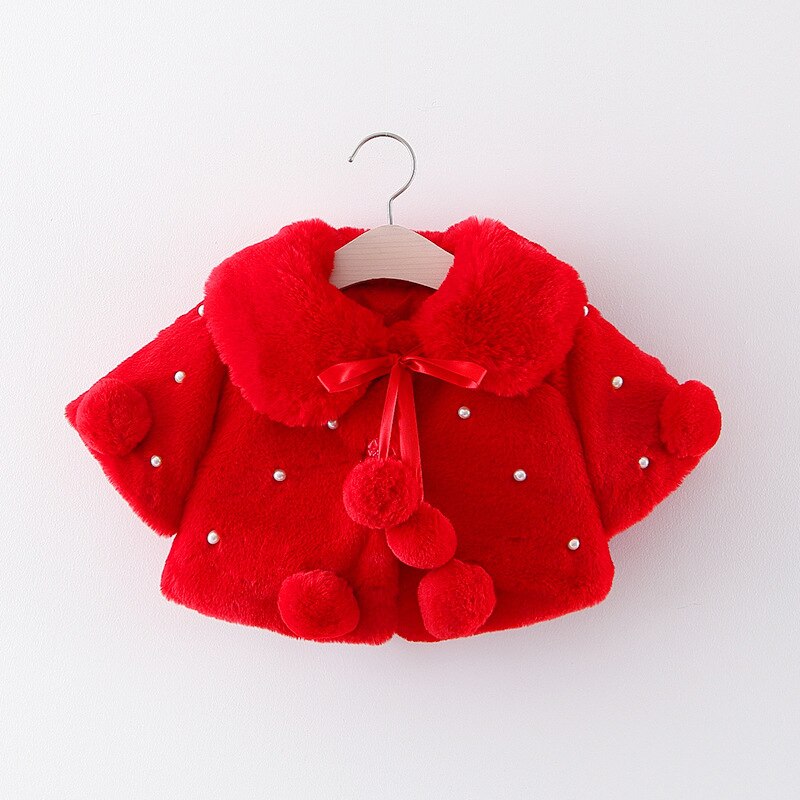 Herfst Winter Faux Bontjas Baby Meisje Vest Jas Leuke Tops Jas Ademend Peuter Kinderen Kids Kleding Meisjes: Rood / 24M