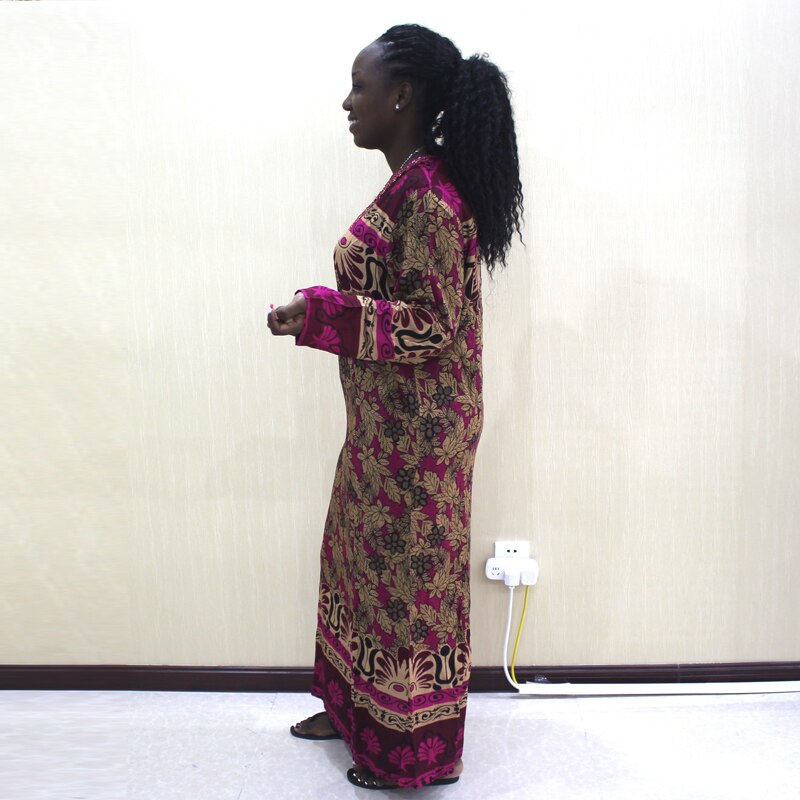 Dashikiage-vestido bohemio con lentejuelas y cuello de pico para mujer, vestido con estampado Tribal de otoño, con detalle de camisa