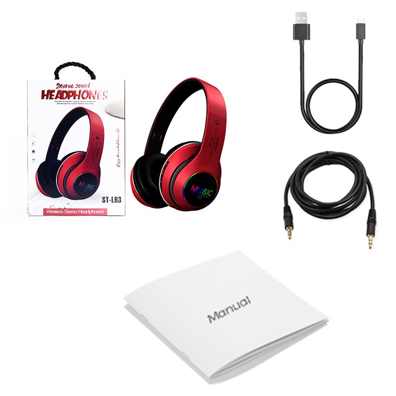 LED Colorful Wireless Bluetooth Headphones Headset Foldable Stereo Bass Sound Adjustable Earphones with Mic for PC All Phone: 05