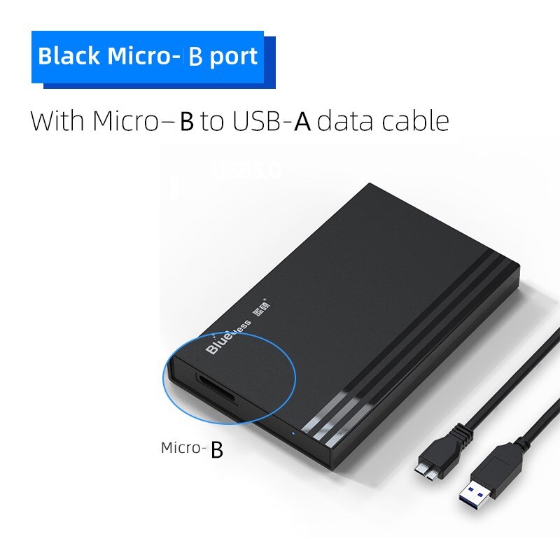 Custodia per HDD blueinfinite SATA a USB 3.1/3.0/2.0 10Gbps custodia per HDD esterna SATA portatile da 2.5 pollici tipo C 3.1 custodia per HDD esterna: MR23S B-A 3.0