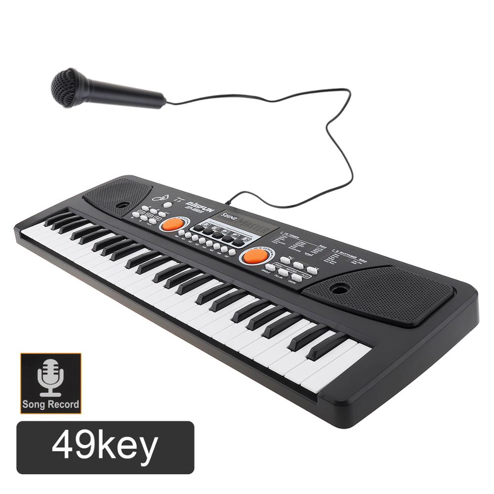 37 / 49 / 54/ /61 Keys Electronic Keyboard Piano Digital Music Key Board with Microphone Children Musical Enlightenment: black 49 Keys