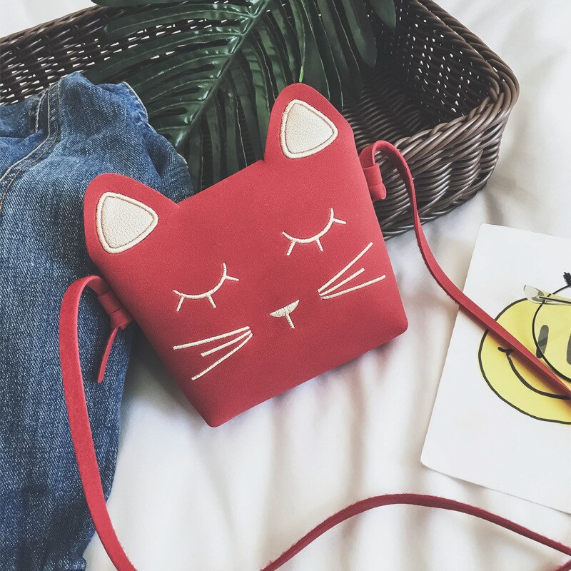 Bolso pequeño de ante de imitación para bebé y gato, bandolera pequeña de ante de imitación, monedero para chica, Mini bolso de hombro: Rojo