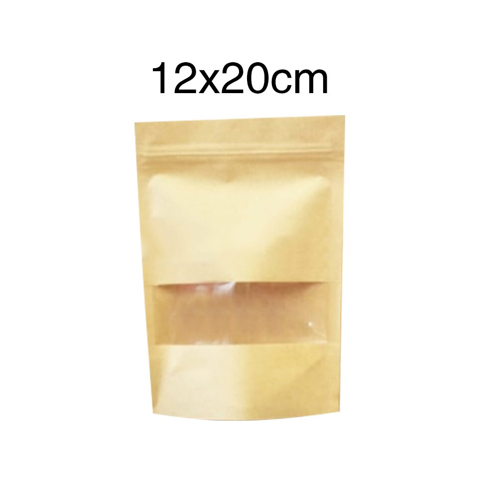 50 st robust matförseglingsficka genomskinliga paketpåsar kraftpapper slitstarkt självförslutande godispåse nötpåse skrubb: 12 x 20 x 4