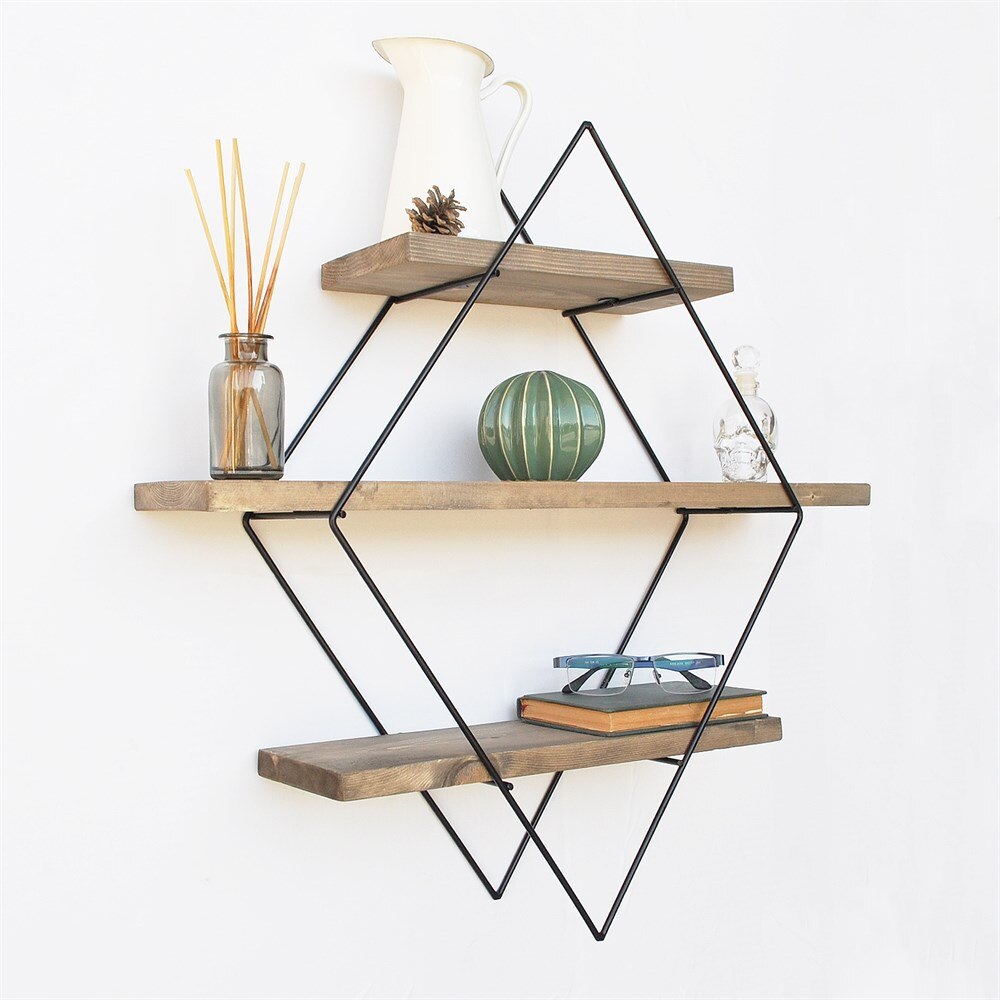 Metal And Decorative Black 3-Tier Shelf, Bookcase