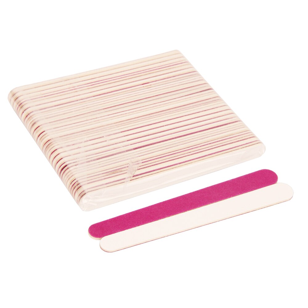 50 stk mini neglefile 180 træ engangs sort lilla hvid slibning polering buffer salon manicure dobbeltsidet tyk pind: Hvid med lilla