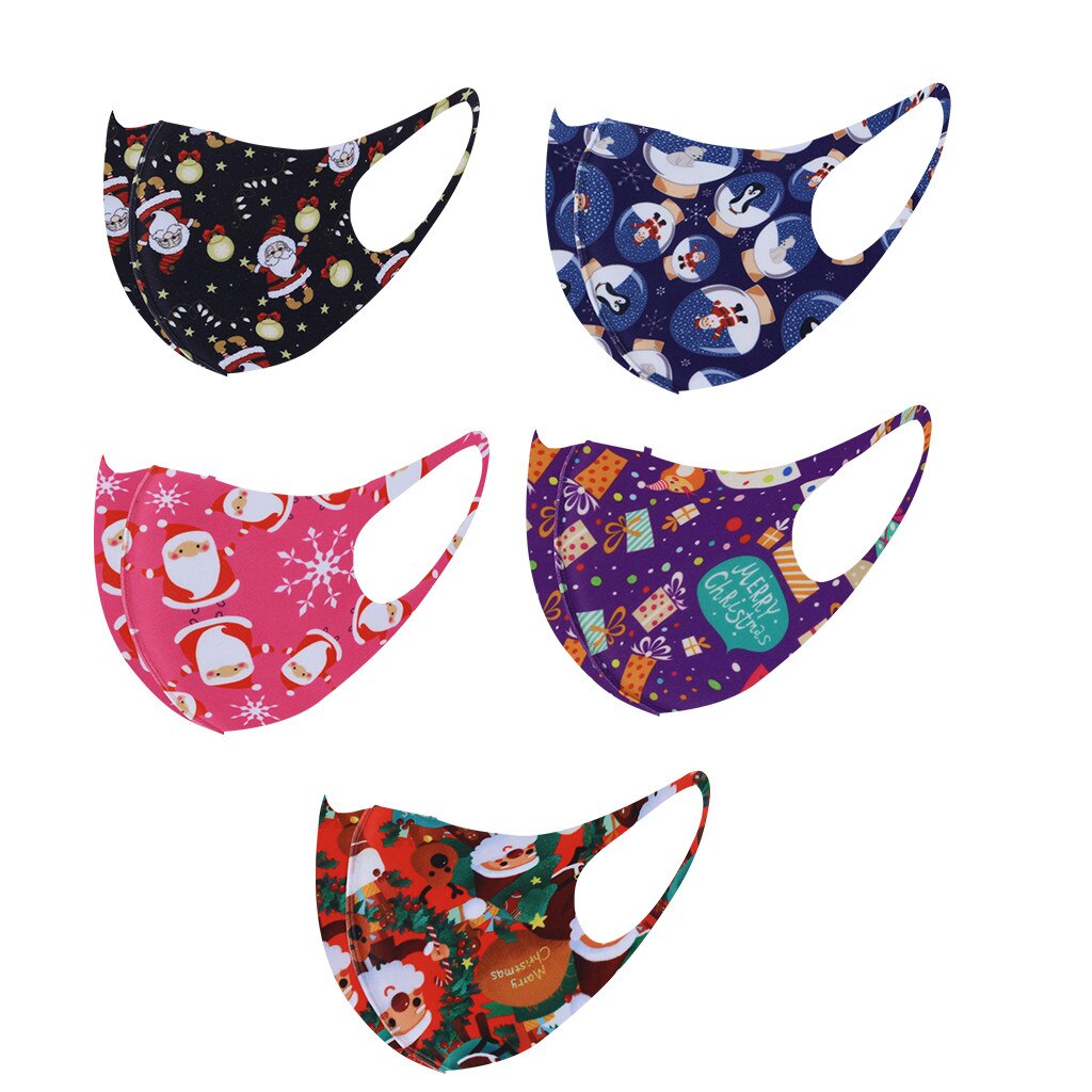 5PC Face Mask Christmas Printed Cover Merry Christmas Xmas Decorations Navidad Decor Santa Claus Happy Year Mascarillas: G