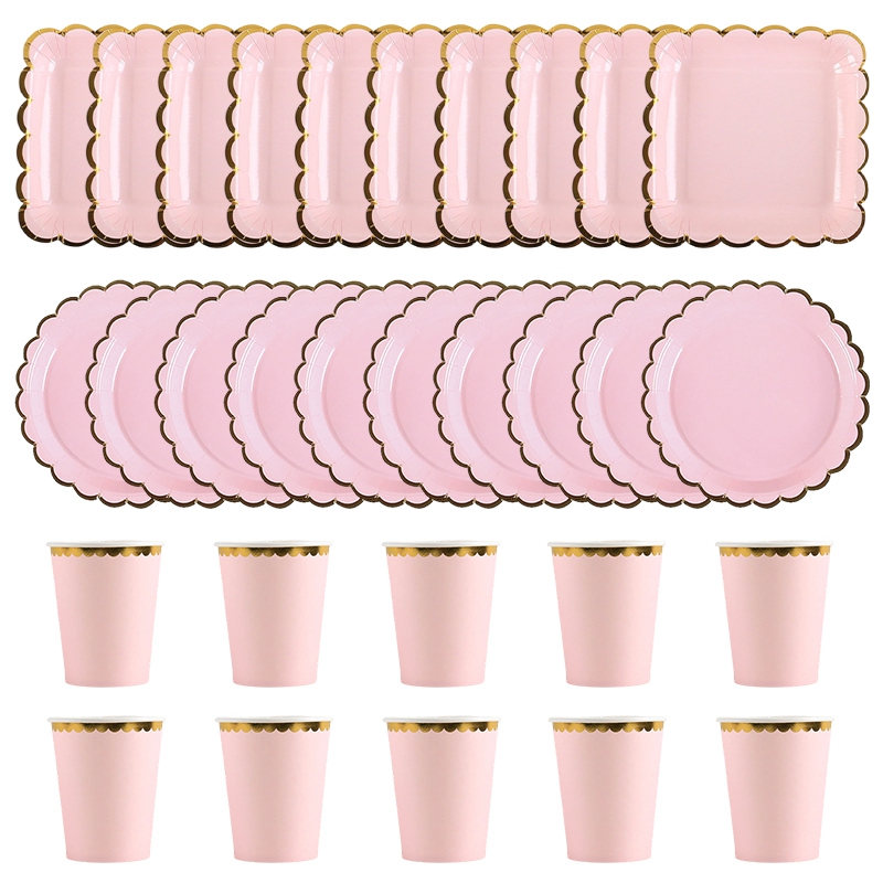 10 stk/sett bursdagsfest engangs servise sett fargerike engangs papirskåler kopp tallerken babyshower bursdagsdekorasjon: Rød