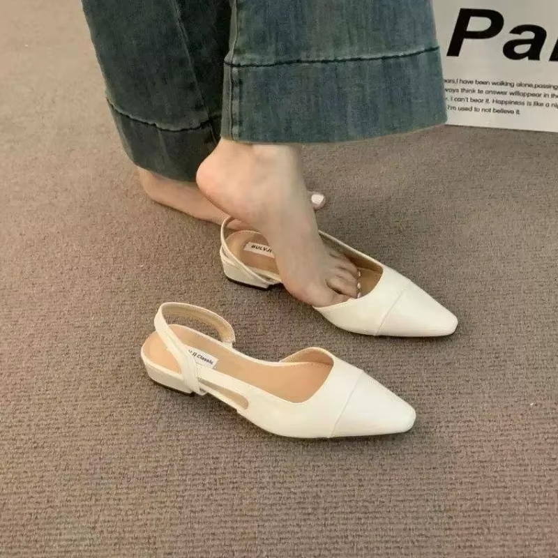 2025 sandalias con cabeza de bolso de tacón bajo para mujer a la , zapatos de talla grande con tacón grueso y nude francés, de fragancia