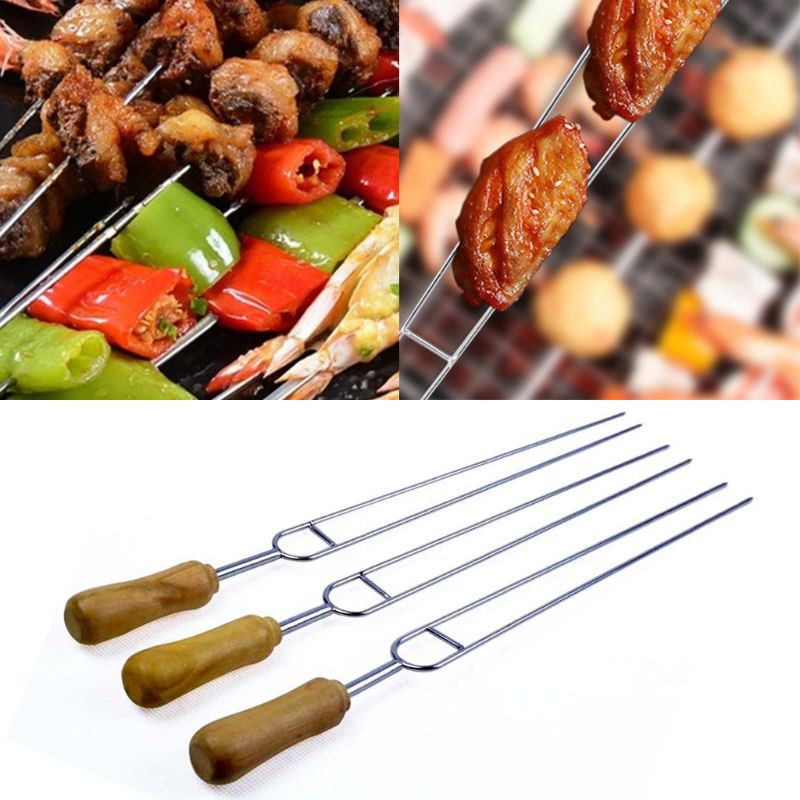 6pcs Stainless Steel U-Shaped Barbecue Brazing Fork Needle BBQ Grilling Skewers