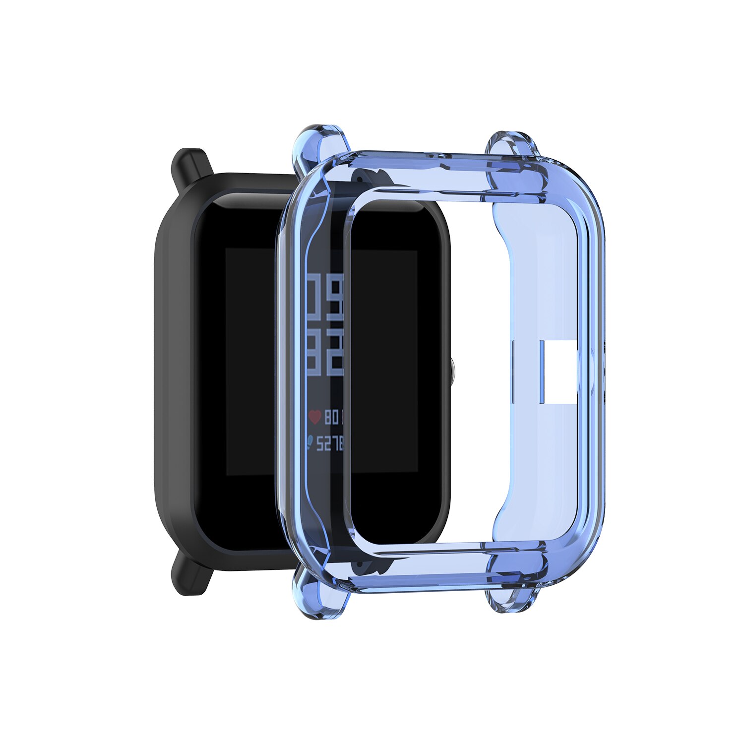 Screen Protector Slim Kleurrijke Frame Tpu Case Cover Bescherm Shell Voor Xiaomi Huami Amazfit Bip Younth Horloge Screen Protector: Blauw
