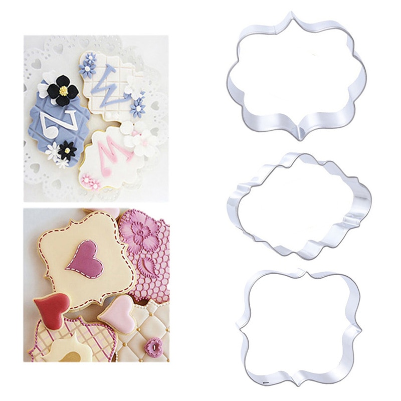 3 stuks Cookie Cutter Set DIY Gebak Fondant mold rvs Suiker ambachtelijke Cakevorm Decorating Frame Snijders