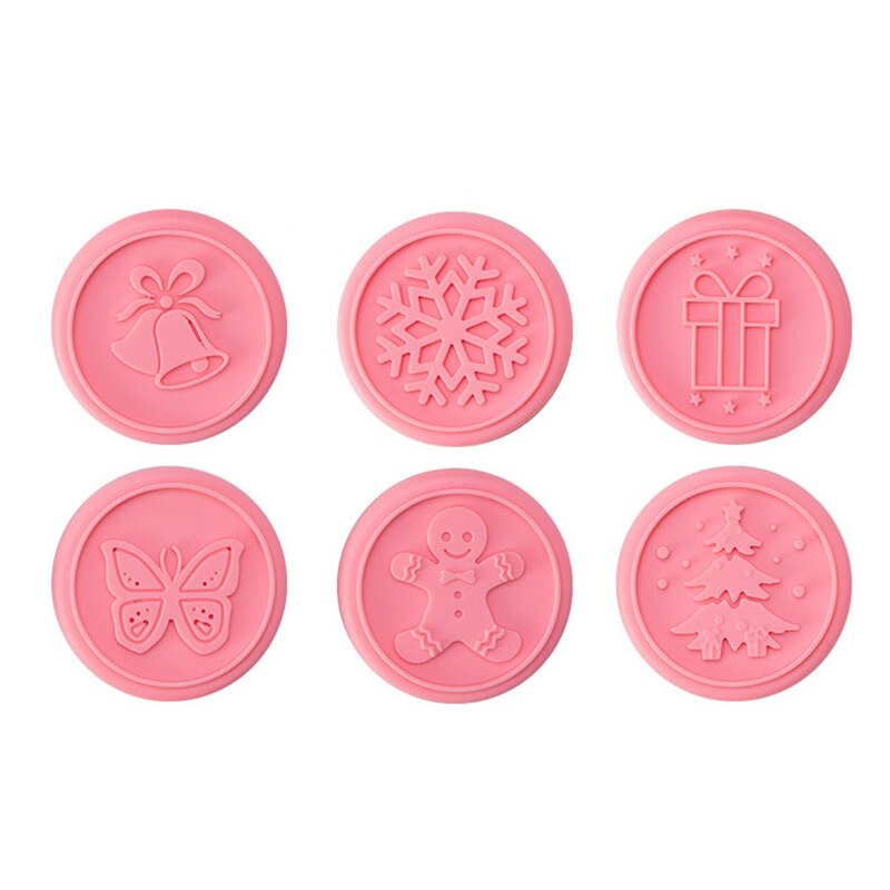 6 Stks/set Cookie Cutters Mallen Rvs Kerst Fondant Gebak Versieren Gereedschap Bakvorm Fondant Keuken Accessoire: pink