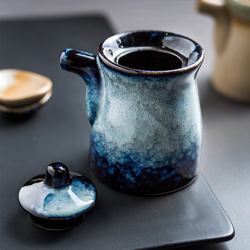 Nimitime estilo japonês forno vitrificado cerâmica tempero pote tempero óleo vinagre pote tempero garrafa de óleo molho de soja frasco