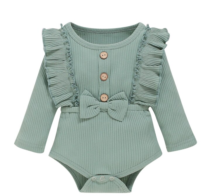 Cathery newborn baby pojkar flickor bomull stickad tröja enfärgad lång ärm med rosett 0-18m: A / 12m