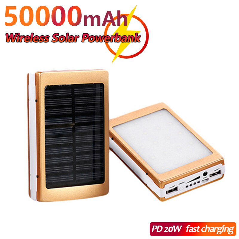 50000Mah Solar Power Bank Voor Snel Opladen Externe Mobiele Telefoon Batterij Geschikt Voor Mobiele Telefoons Smart Telefoons Camera Gps