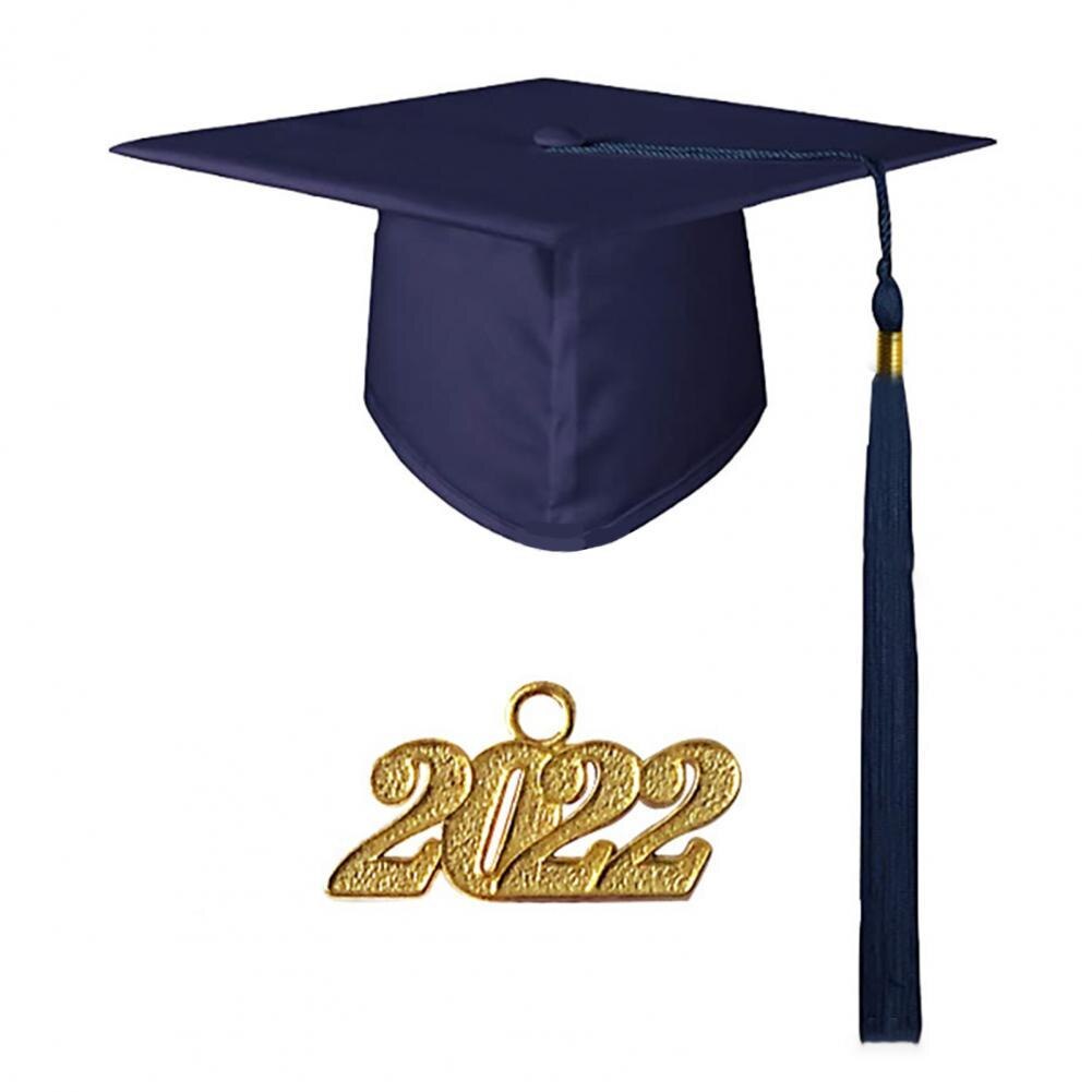 2022 Graduation Hut Unisex Bachelor Cap Unvergesslich Graduation Cap Gestrickte Quaste Decor Graduation Top Hut Coloful Graduation Hut: Navy Blue